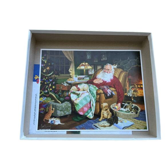 White Mountain Santa's Naptime Christmas 1000 pc Jigsaw Puzzle Tom Newsom - Picture 7 of 7